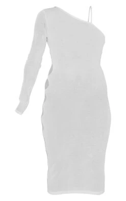 Maternity Cream Sheer Knitted One Shoulder Midi Dress -Women Clothing Shop d72f9598338615170453e446944c4b2357947a9d cmw5507 6