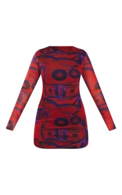 Red Print Mesh Side Split Detail Bodycon Dress -Women Clothing Shop dc5b484af5fd5ac52062b8f66bd4992b4396554e cnb7174 5