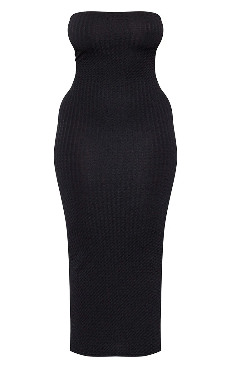 Shape Black Textured Bandeau Midaxi Dress 7 Shape Black Textured Bandeau Midaxi Dress - Image 5