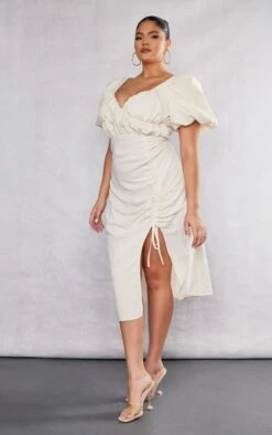 Plus Cream Puff Sleeve Ruched Side Split Midi Dress 9 Plus Cream Puff Sleeve Ruched Side Split Midi Dress -Women Clothing Shop df848783d98b7b6ffc9cb674a79ac401408879e4 cnc5208 3