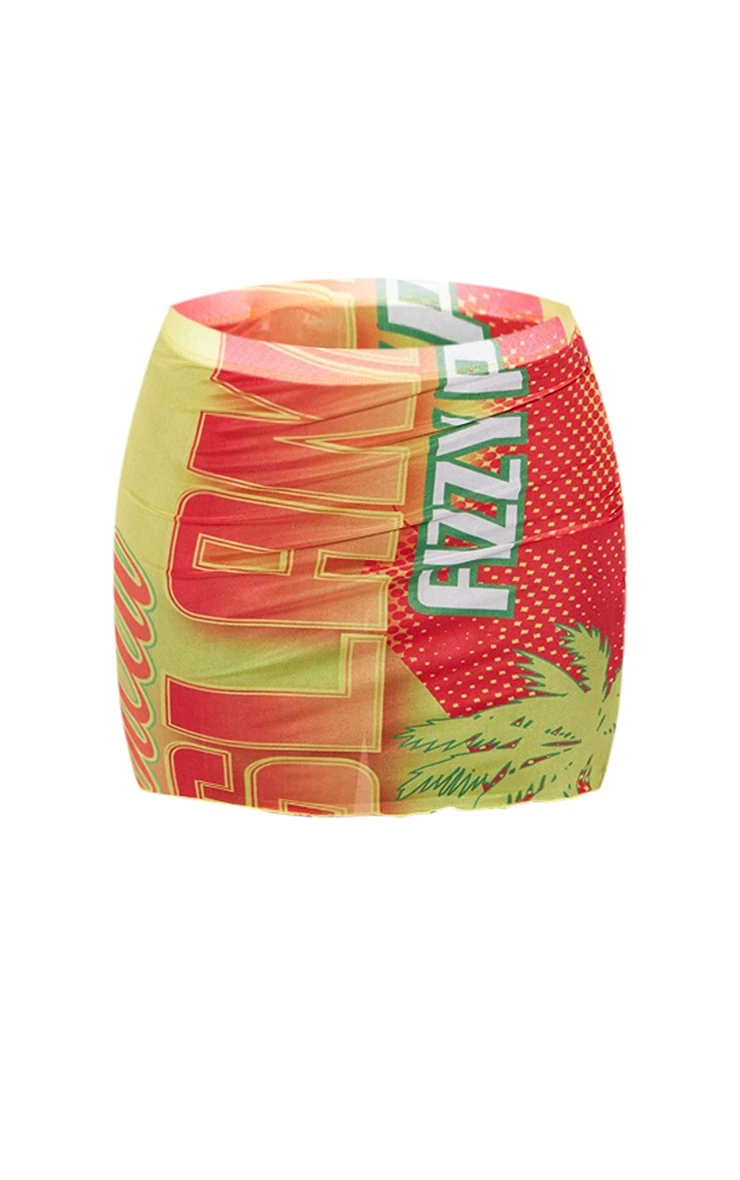 Yellow Candy Print Mesh Micro Mini Skirt 7 Yellow Candy Print Mesh Micro Mini Skirt - Image 5