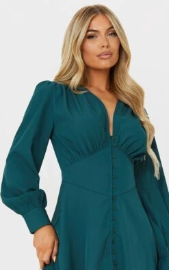 Emerald Green Button Down Waist Detail Shift Dress -Women Clothing Shop dfd5c5a2a3ecdac782a8902d283d32cb51269609 cmt3833 5
