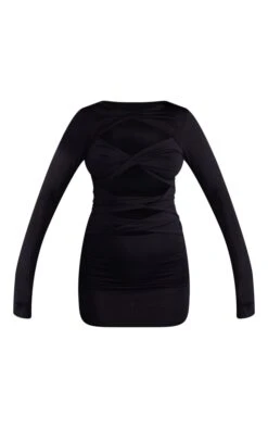 Black Slinky Twist Cut Out Long Sleeve Bodycon Dress -Women Clothing Shop e22f4fb646874cd3502b1f0837db5f9761f34d24 cnb9199 5