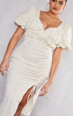 Plus Cream Puff Sleeve Ruched Side Split Midi Dress 10 Plus Cream Puff Sleeve Ruched Side Split Midi Dress -Women Clothing Shop e2d2edce62a49db6c0d28eb205b66486b156bd46 cnc5208 4