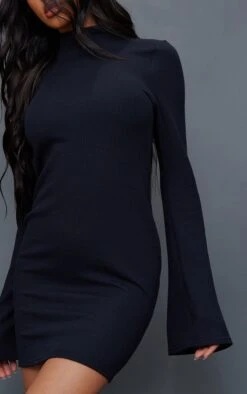 Black Rib Flared Open Sleeve Detail Bodycon Dress -Women Clothing Shop e372abbf0d54c575d9c8483a318aa800c8405934 cnc2858 4