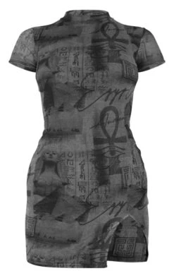 Grey Monument Print High Neck Split Hem Bodycon Dress -Women Clothing Shop e40a386ea823f8ba191d94dd66eac589d14ea2b1 cnb1103 5