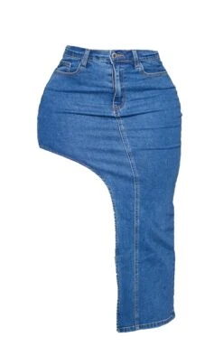 Shape Dark Blue Denim Split Side Midaxi Skirt -Women Clothing Shop e6bb50c04c35cbf6afce3d7b1badeea9eeb93ecb cnd2505 5