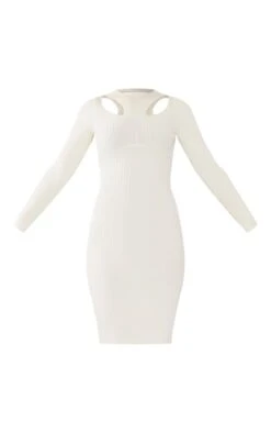 Petite Cream Cut Out Knitted Long Sleeve Midi Dress -Women Clothing Shop e85784ddc9177b6cf2643d625a59fbb97468581b cnb3284 5