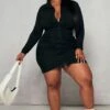 Plus Black Ruched Rib Fitted Shirt Dress -Women Clothing Shop e874100c160193920379f73733766a9106366ddb cnc5291 1