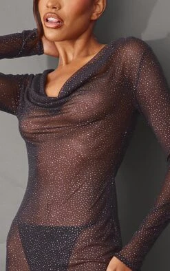 Black Glitter Sheer Cowl Ruched Long Sleeve Bodycon Dress 10 Black Glitter Sheer Cowl Ruched Long Sleeve Bodycon Dress -Women Clothing Shop e88f3dfe57c628d769aad444e0271df051d5f8aa cnb0730 4
