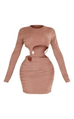 Shape Mocha Textured Jersey Cut Out Bodycon Dress -Women Clothing Shop e90aea32d20b71fed691a76892aeaf1978e0965d cne3625 5