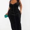 Plus Black Velvet Ruched Side Cup Detail Midi Dress -Women Clothing Shop e961a7a15ca23ed6f1be5d705b8b665bd7e4e73f cmu5811 1