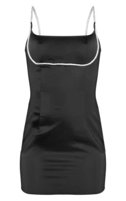 Black Satin Diamante Bust Trim Strappy Bodycon Dress 11 Black Satin Diamante Bust Trim Strappy Bodycon Dress -Women Clothing Shop eb32c25996b31b436715ea906f7cf783be366a2a cnc3018 5