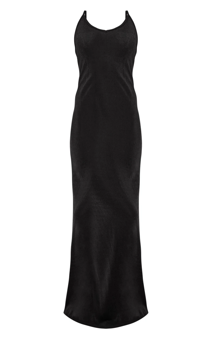Black Acetate Slinky Strappy Low Back Maxi Dress 7 Black Acetate Slinky Strappy Low Back Maxi Dress - Image 5