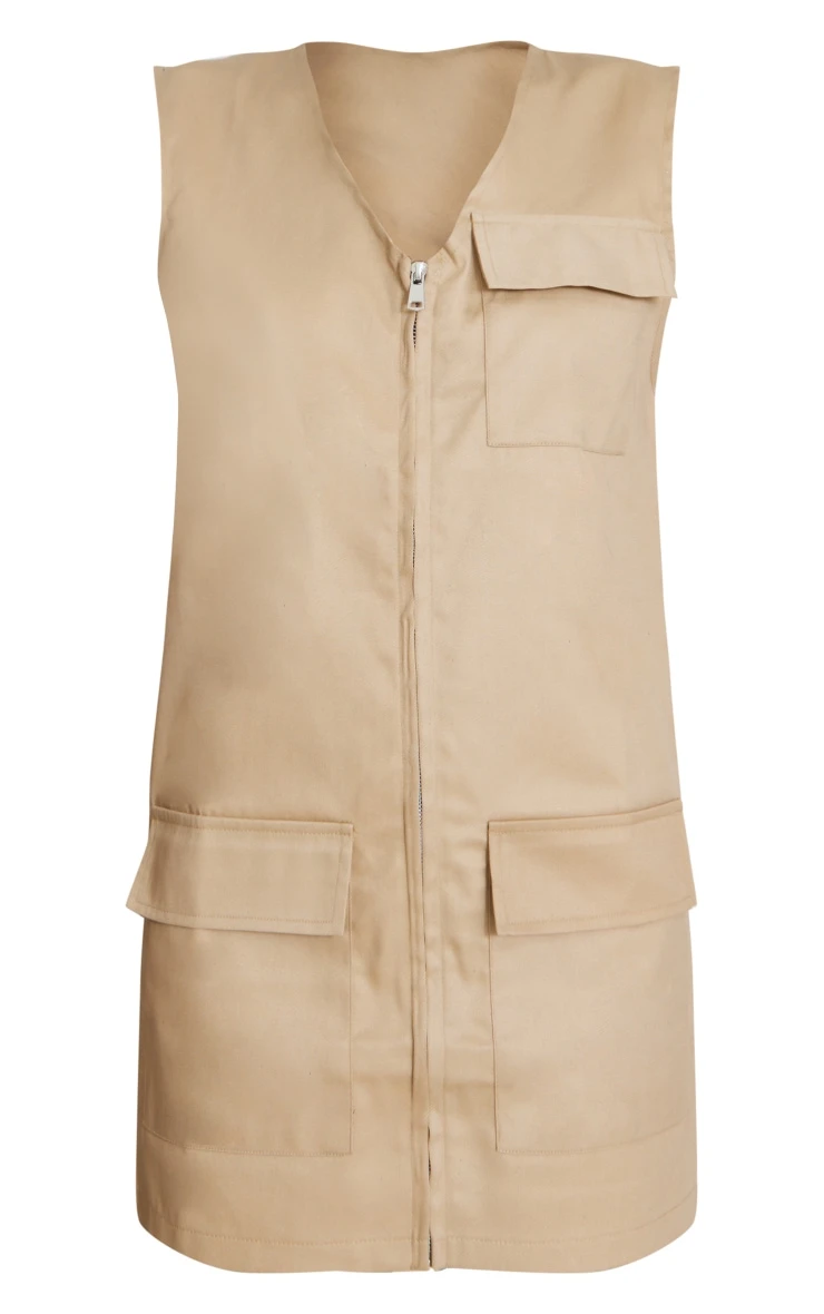 Camel Cargo Pocket Detail Sleeveless Dress 7 Camel Cargo Pocket Detail Sleeveless Dress - Image 5
