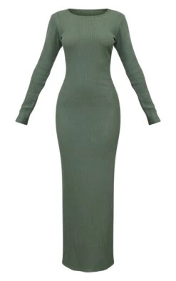 Petite Moss Khaki Brushed Ribbed Long Sleeve Maxi Dress With Split -Women Clothing Shop ed41f3ace43f049b63361b8105431041030c87d4 cnd0210 5