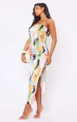 Multi Abstract Swirl Print Satin Bandeau Cowl Back Midaxi Dress -Women Clothing Shop ed84ee368f211845d1590cf5eaf2cc9a24ce7923 cnd7673 3