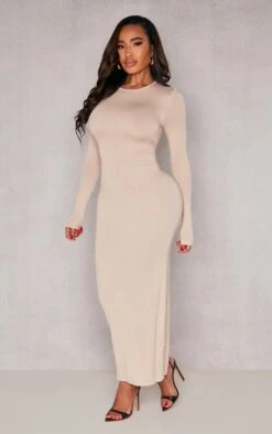 Shape Oatmeal Soft Touch Long Sleeve Maxi Dress -Women Clothing Shop f0ed0b02b20a6ee03d7f0d6881e9820d5c033033 cnd2637 3