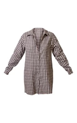 Grey Brushed Check Raw Hem Oversized Shirt Dress -Women Clothing Shop f10992849c4022dc8ea16fbdd1c29a036578f583 cnc8300 5