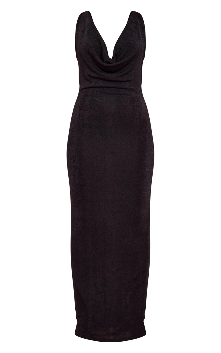 Black Acetate Slinky Extreme Cowl Maxi Dress 7 Black Acetate Slinky Extreme Cowl Maxi Dress - Image 5