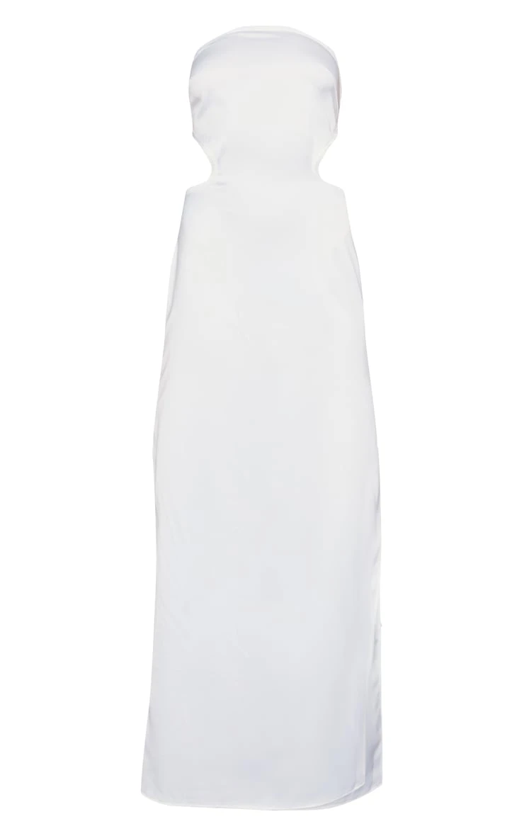White Satin Bandeau Side Cut Out Maxi Dress 7 White Satin Bandeau Side Cut Out Maxi Dress - Image 5