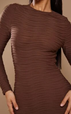 Petite Espresso Textured Crew Neck Long Sleeve Bodycon Dress -Women Clothing Shop fa427e352602055499b3a71ae09fca873ed43b0d cnd4375 4