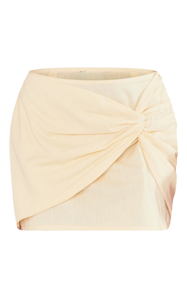 Stone Linen Look Knot Front Micro Mini Skirt 8 Stone Linen Look Knot Front Micro Mini Skirt - Image 6