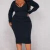 Plus Black Strap Detail Longsleeve Midi Dress -Women Clothing Shop fcda19e79309c464dbd39fa023a56a232f426b02 cnb6937 1