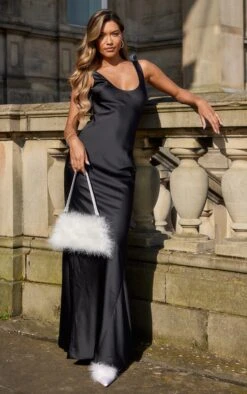 BRIDAL Black Satin Scoop Back Maxi Dress 9 BRIDAL Black Satin Scoop Back Maxi Dress -Women Clothing Shop fe923a924c3b844e89ccbb9f54f94738b57c13e1 cnd9173 3